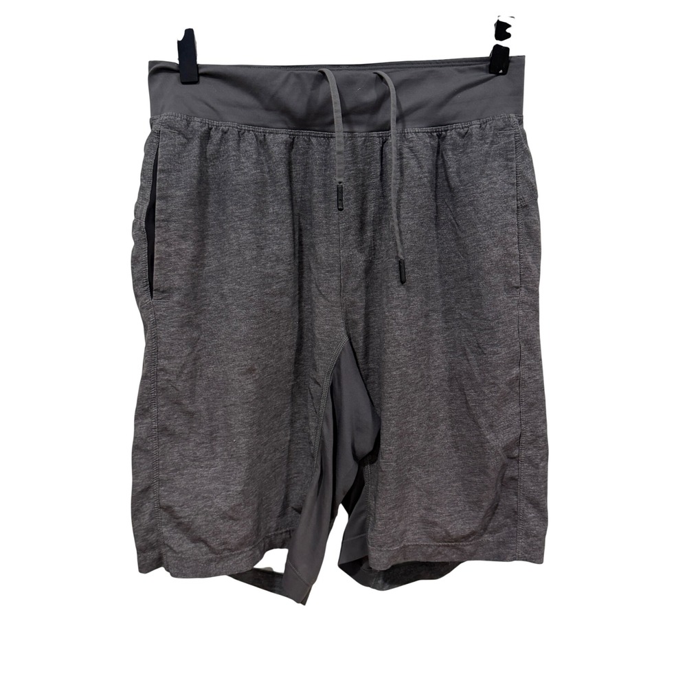 Lululemon Mens Gray Heathered Lined Athletic Training Shorts Size S‎ Drawstring